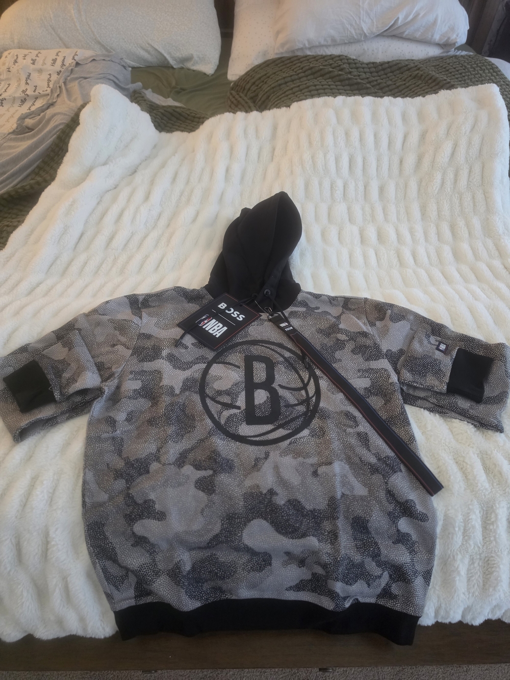 Boss Men's Camouflage Hoodie in Black & Gray